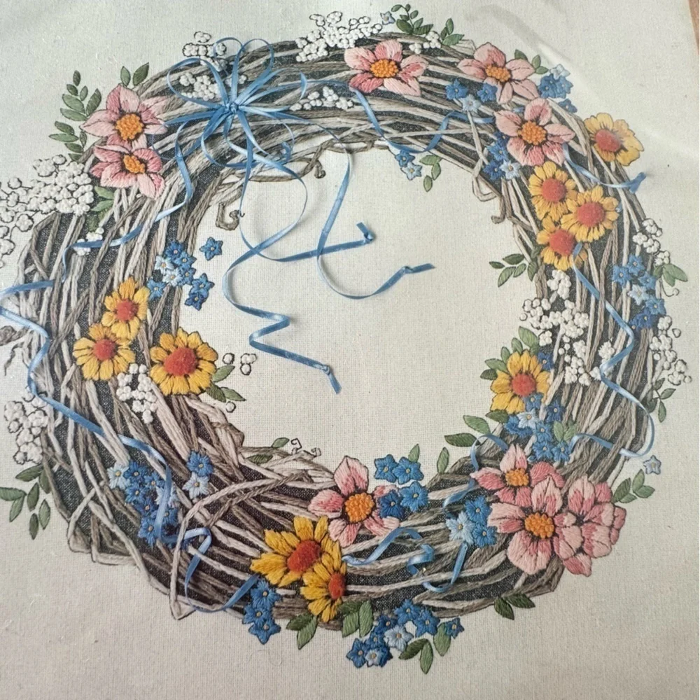 Vintage Dimensions Country Farmhouse Wreath Crewel Embroidery Kit